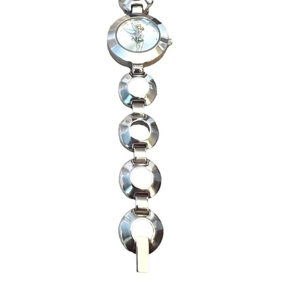 RARE Vintage Disney Tinker Bell Silver Tone Circle Bracelet Watch Working - Picture 3 of 15